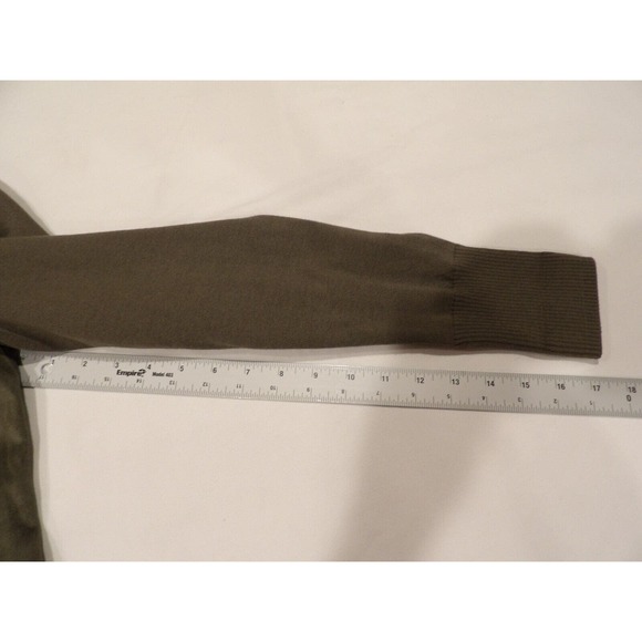 H by Halston Jacket Shacket Womens Green 12 Full Zip Olive Faux Suede - Picture 13 of 15